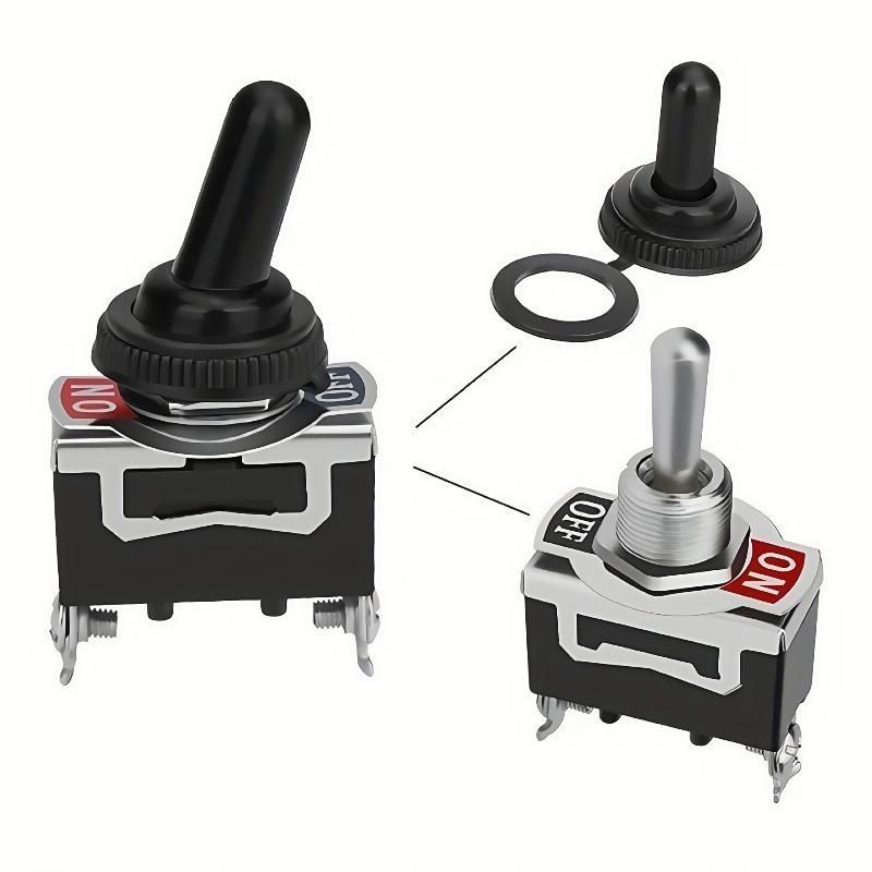 6Pcs Toggle Switch 2 Pin 2 Position On Off Rocker Switch With Waterproof Cap For Car Boat Diy Circuit Modification