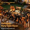 Obrus Halloweenowy 152 cm Szerokości Prostokątny, Dynia Czarny Kot Duch Nadruk na Imprezę Kolacyjną Dekoracje Halloweenowe