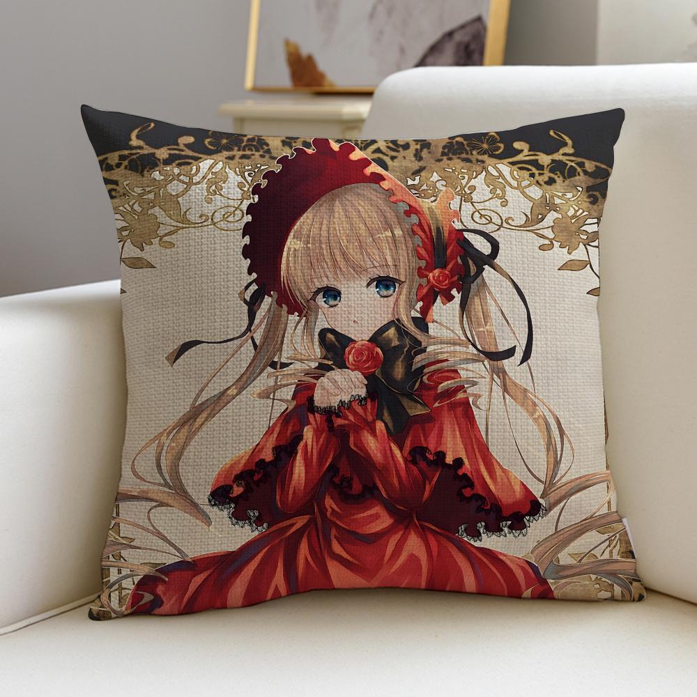 Anime RRozen MaidenS Cushion Cover Breathable and Skinfriendly Linen Pillowcase Square Removable and Washable Cushion