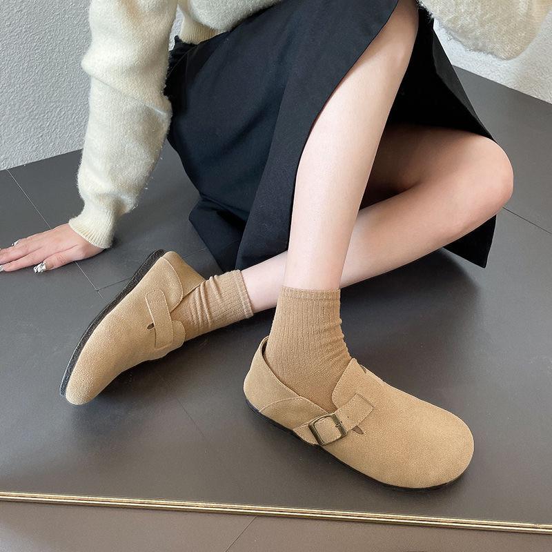 Women's Plus Size Birkenstock 2026 Suede Slip-on Flats - Retro Casual, Closed-Toe for Spring & Autumn