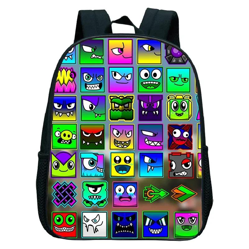 16 Zoll Wütender Geometry Dash Rucksack Jungen Mädchen Schultasche Cartoon Spiel Kinder Kindergarten Schultaschen Kleinkind Kinderrucksack