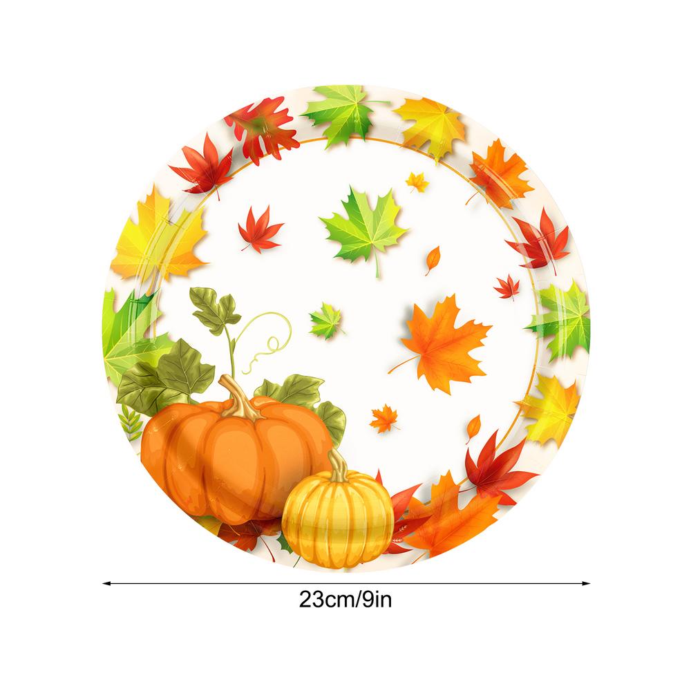 Thanksgiving Paper Plates Fall Party Plates Maple Leaves Pumpkin Decor Fall Tableware Autumn Leaves Party Tableware Set