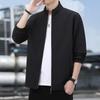 2024 Men's Solid Color Stand Collar Casual Jacket for Spring & Autumn - Middle-aged, Business Casual Outerwear