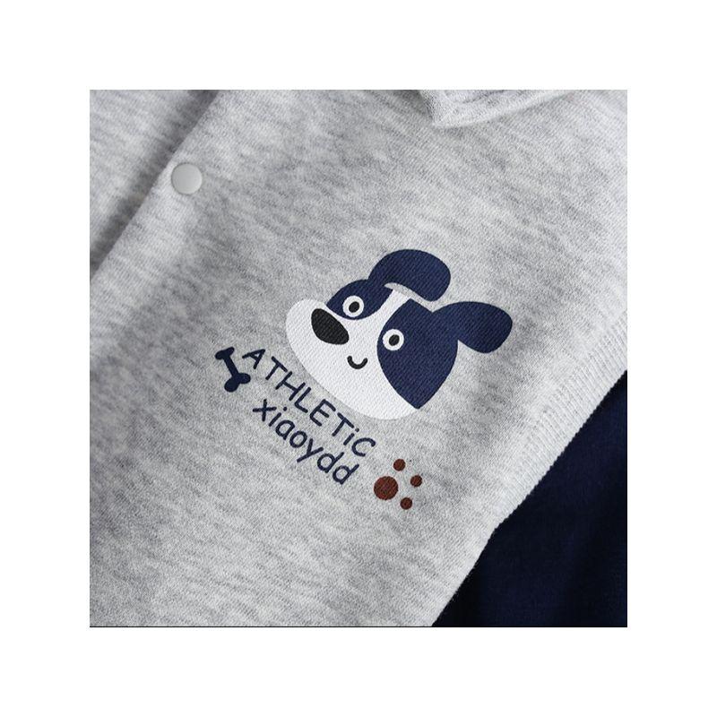 Spring and Autumn Style Gray-Blue Infant Long-Sleeve Turn-Down Collar Fashion Double-Layer Cartoon Korean-Style Romper for Boys and Girls