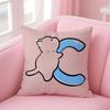 Fashion Cute Cat Hugging English Letters Cushion Cover Linen Pillowcase Cover Soft Decor For Sofa Home Room