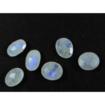 10X12MM Natural Rainbow Moonstone Checker Cut Oval Loose Gemstone 6 Pcs Lot RML-969