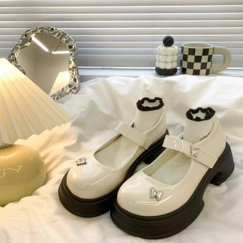 Platform Mary Jane Small Leather Shoes Women's Spring and Autumn New Lun Shoes Round Head Single Shoes