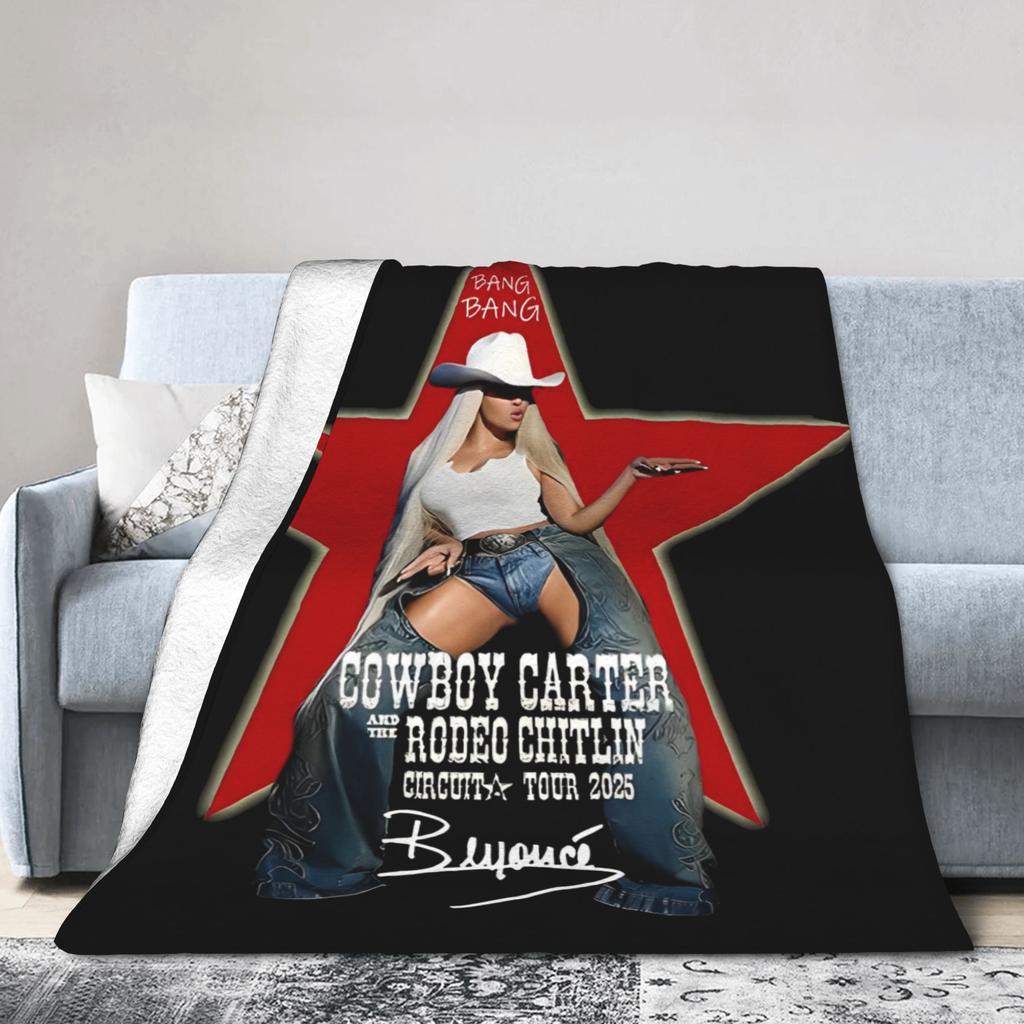Super Soft Beyonce Cowboy Carter 2025 Tour Throw Blanket Premium Fleece Flannel Bed Blanket Cozy Plush Bedspread All Season Use