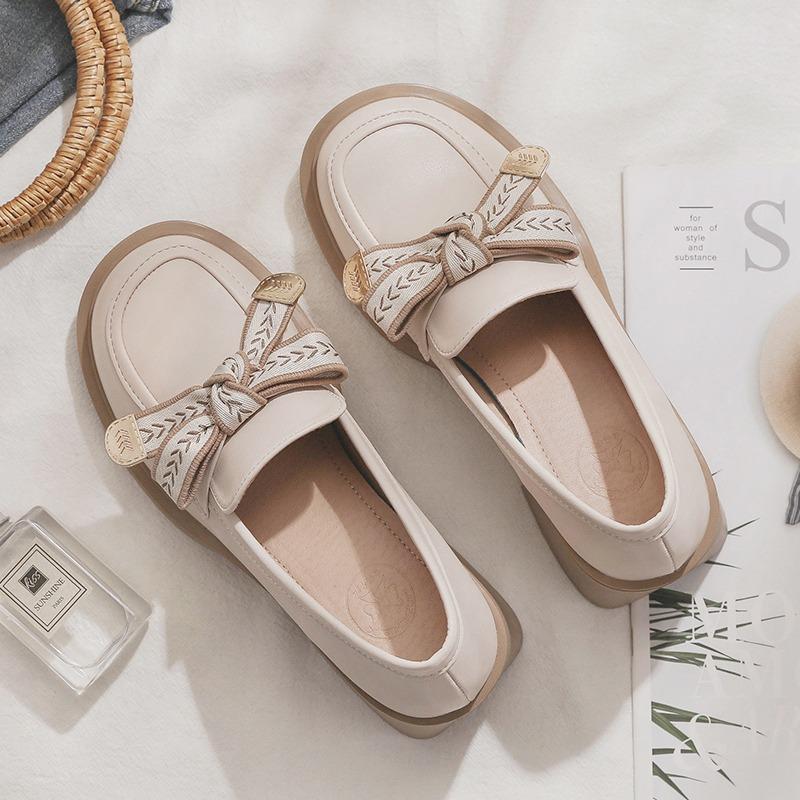 British Style Shoes Woman  Loafers with Fur Autumn Clogs Platform Slip-on Round Toe Female Footwear Oxfords Preppy New Fall