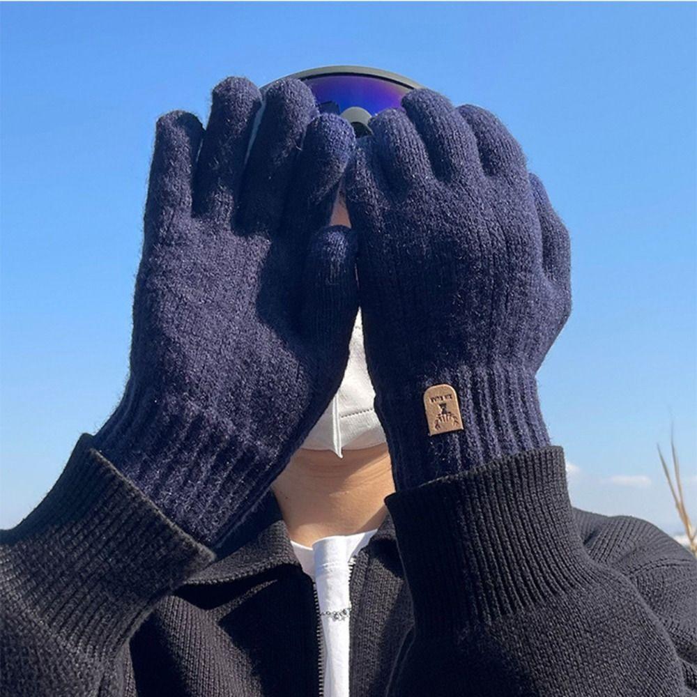 Thick Winter Gloves Windproof Men Mittens Gift Knitted Gloves Outdoor
