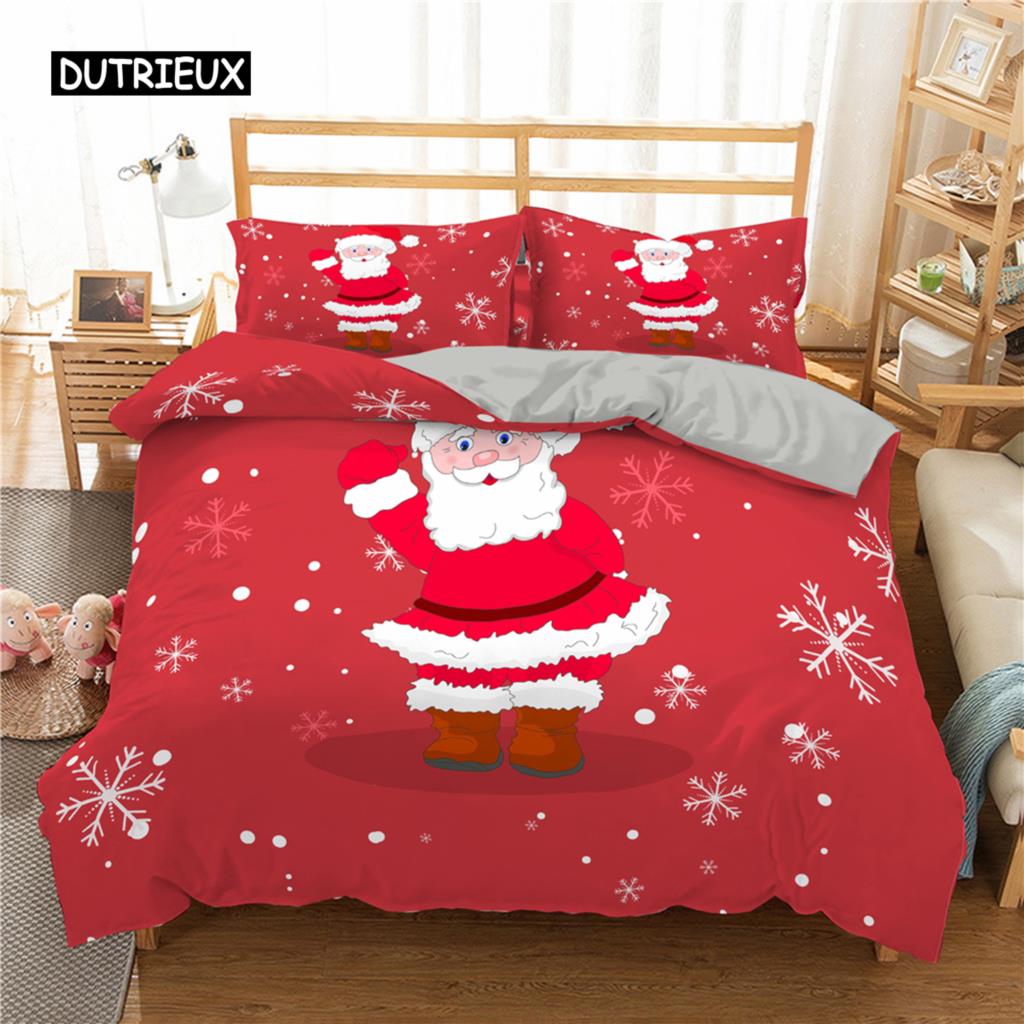 Santa Claus Print Duvet Cover for Adult Kids Microfiber Bedding Set Pillowcase Christmas Decor Quilt Cover 2/3pcs King Twin Size