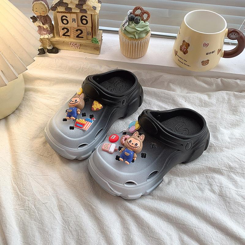 

Детские тапочки мода 2025 лето новый мультяшный милый детский детский уличный модный противоскользящий обувь 34-35 чёрный