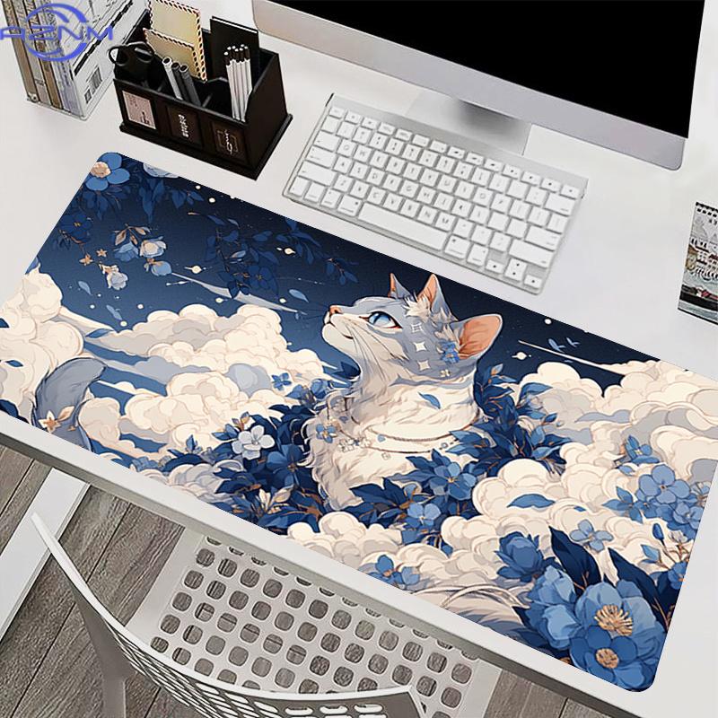 Flower Cat Mouse Pad Extended Gamer Desk Mat Pc Computer Keyboard Pad Healing Rubber Table Mat Kawaii Carpet Large Xxl Mousepad