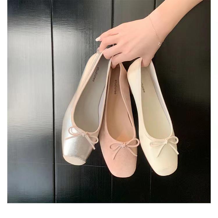 

Балетки на двух уровнях высоты Су Иинь: Французская овчина, квадратный носок с бантом, массивный каблук. 39