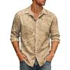 Men's Relaxed Fit Long Sleeve Shirt with Collar, Vintage Casual Button Down for Commute and Outdoor Daily Breathable Wear