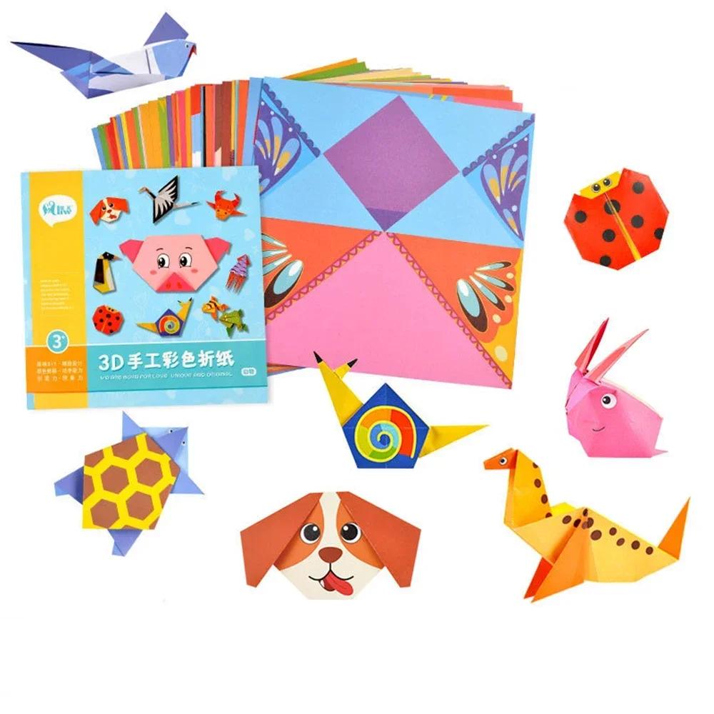 54 Seiten Montessori-Spielzeug, DIY-Bastelspielzeug für Kinder, 3D-Cartoon-Tier-Origami-Handarbeit, Papierkunst, Lernen, Lernspielzeug für Kinder
