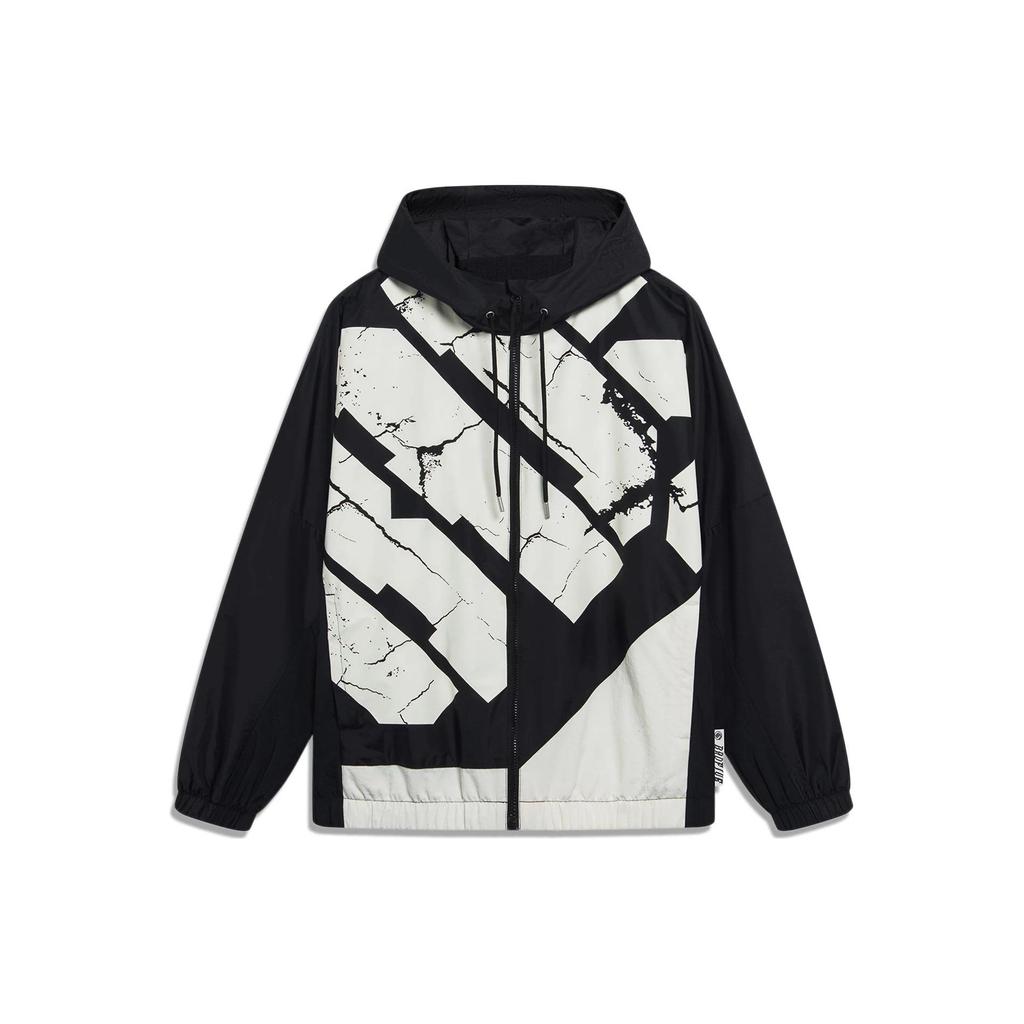 Li-Ning Anti-Series Striped Print Zip Hoodie With Loose Long Sleeves Men Jacket Black AFDT059-4