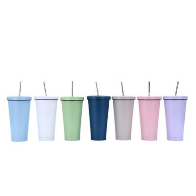 New Straw Cup, Small, Fresh, High Appearance Insulated Cup, Household Large Capacity Solid Color Car Cup