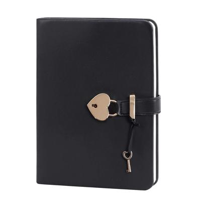 Diary with Key A5 Size Notebook Diary Notebook Leather Cover Ladies Stylish Diary Note Memo Pad Horizontal Lines No Date Freedom Book Business