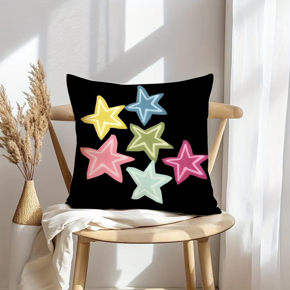 Abstract Star Art Cushion Cover Soft Plush Throw Pillow Cover | Double-Sided Decorative Cushion Case | Sofa Bedroom Home Decor