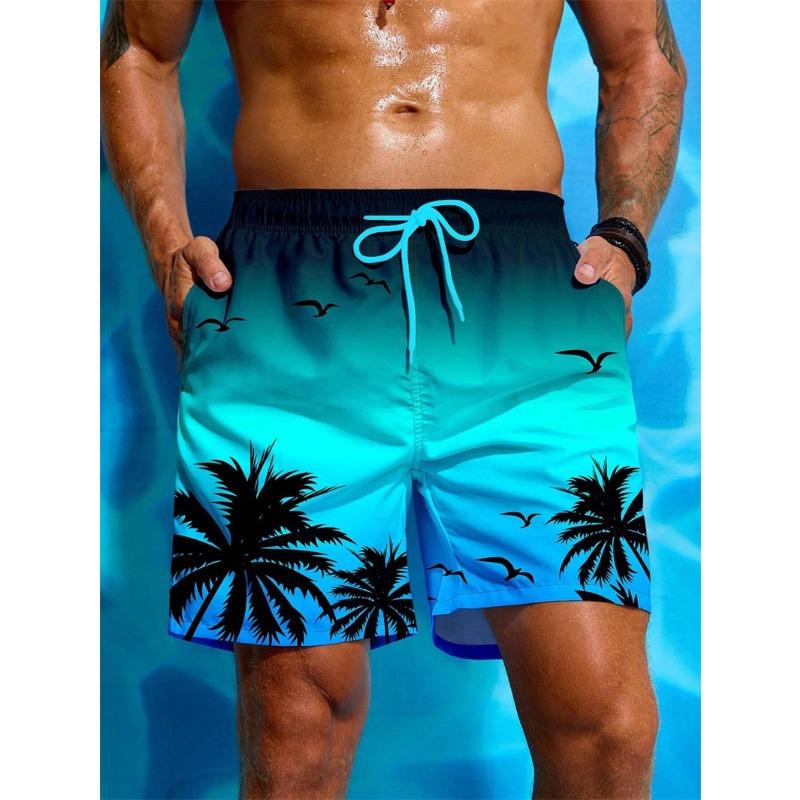Vintage Pflanze 3D-gedruckte Badeshorts Herren Palmen-Grafik Kurze Hosen Sommer Hawaiianisch Atmungsaktiv Badehose Kinder Locker Eis Shorts
