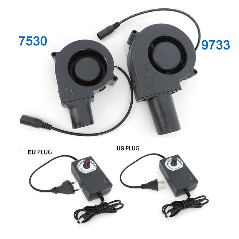 12V DC port 7530 9733 Blower cooling Fan Speed Controller Barbecue Fan Air Blower for Picnic Stove Cooking adjustable power