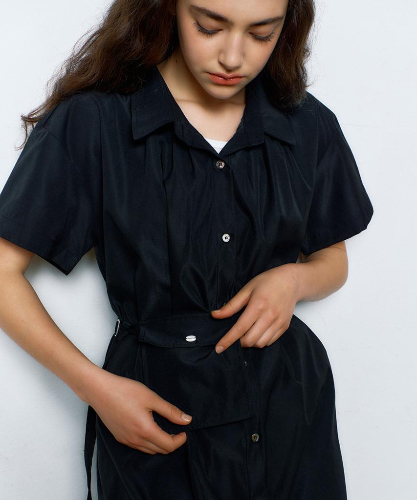 MANAVIS7 Mar Long Shirt Dress [Black]