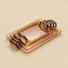 PET Plastic Serving Tray with Handles Clear Food Trays for Eating Diamond Texture Nesting Tea Serving Dishes Platter Tableware