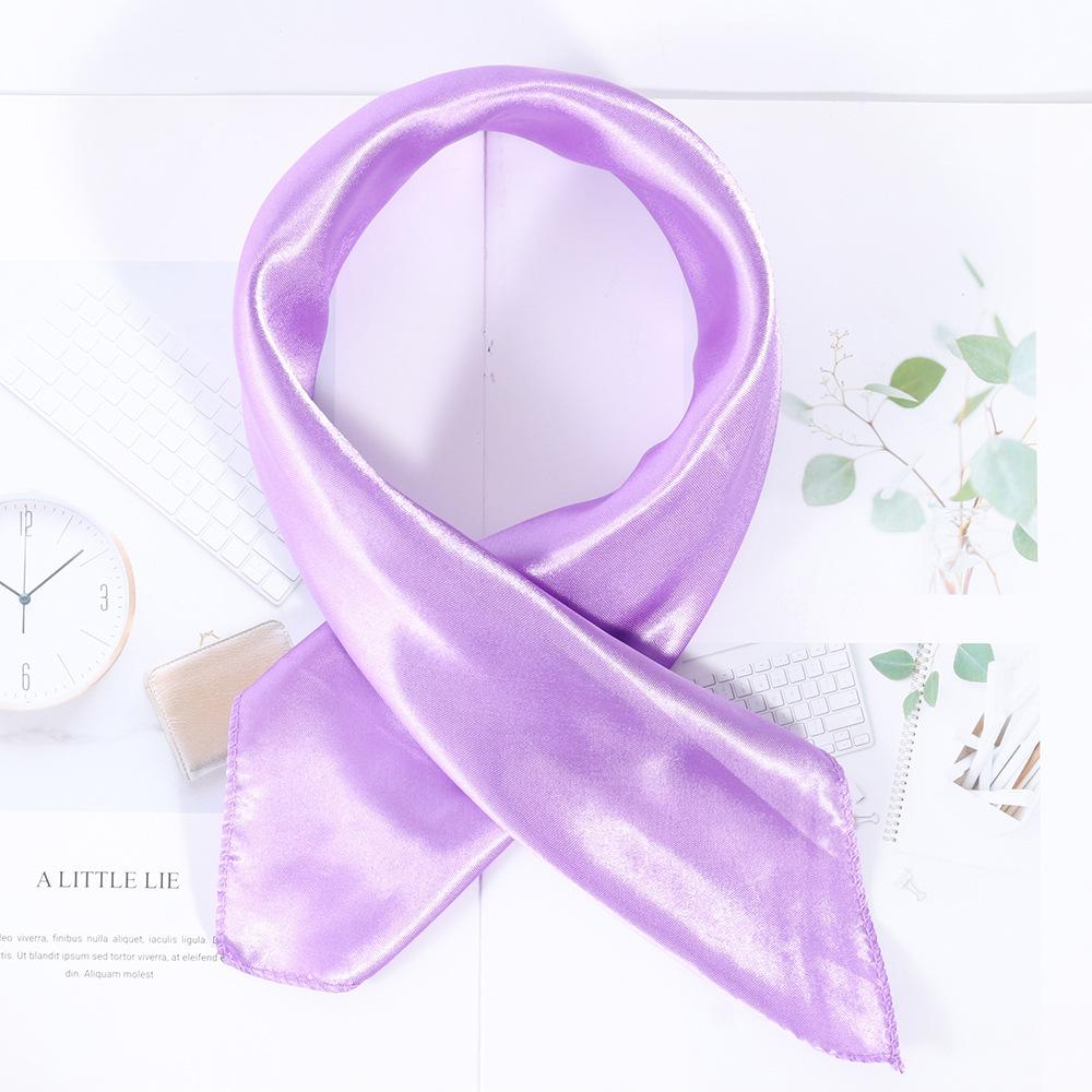 50*50cm Silk Scarf Women Small Soft Squares Decorative Head Scarf Multicolor Stripe Print Kerchief Neck Wrap Solid Colors