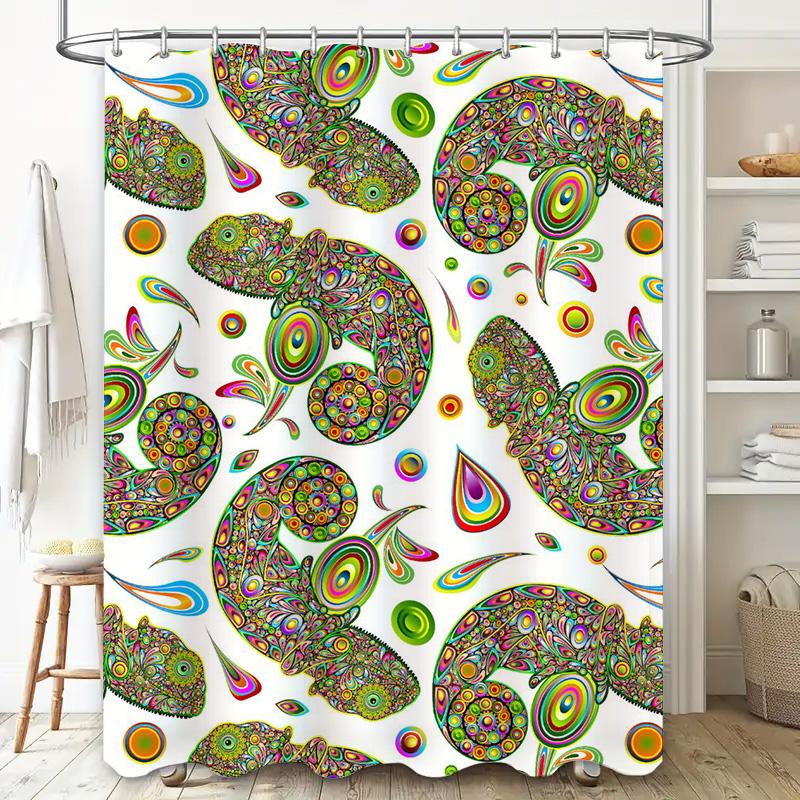 Bathroom Shower Curtain Decor With Modern Artistic Dachshund Print In Brown And Yellow Colors Waterproof Fabric For Home Decorat