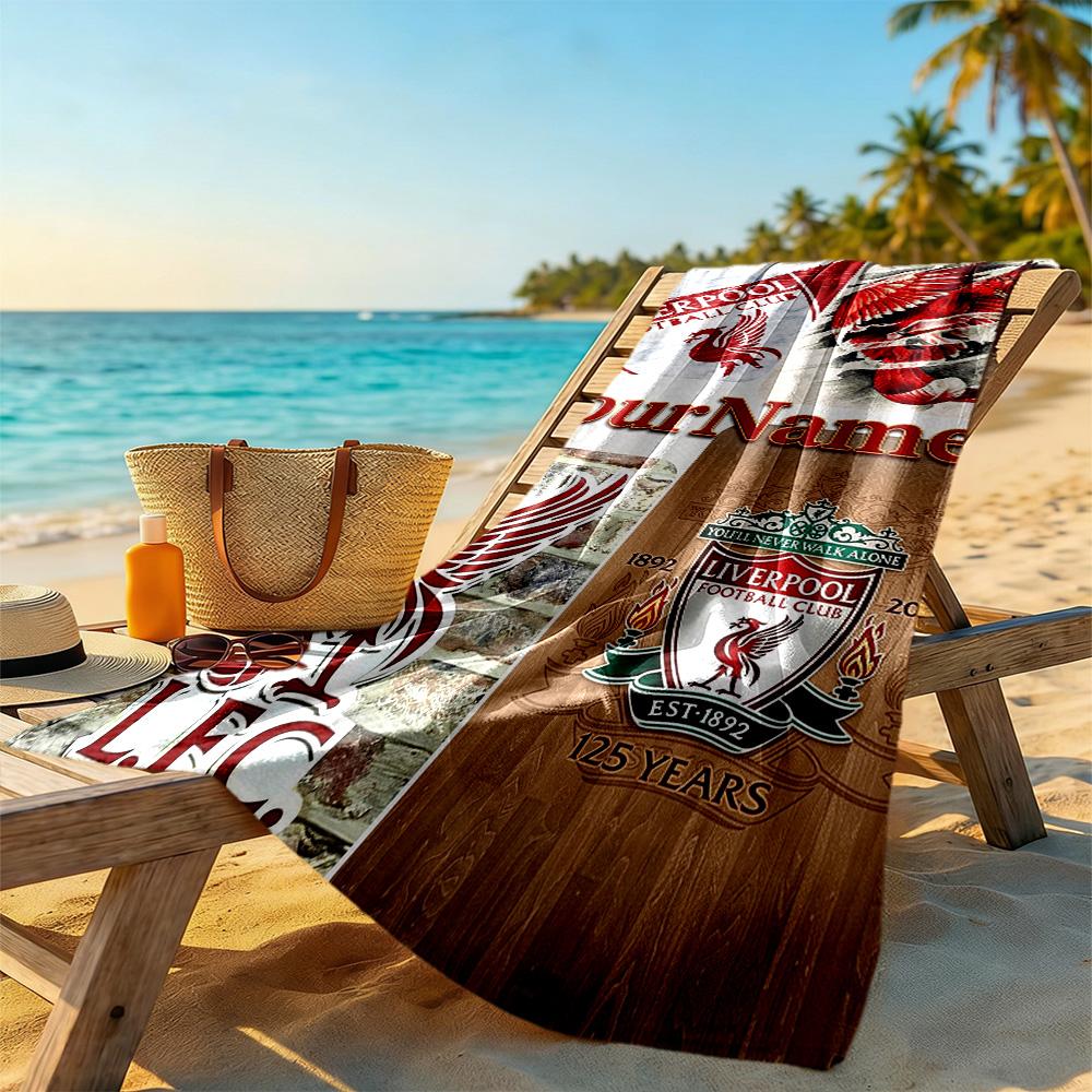 Liverpool Personalized Text Beach Towel High Absorbency & Quick-Dry Ideal for Travel Outdoor Swim Pool Yoga Surf Camping Hiking Gym Gift Holiday