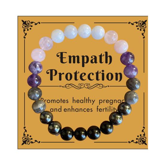 Bracelet Sustainable Natural Faux Crystal Stretchy Bracelet with Four Healing Stones Rose Quartz Bracelet