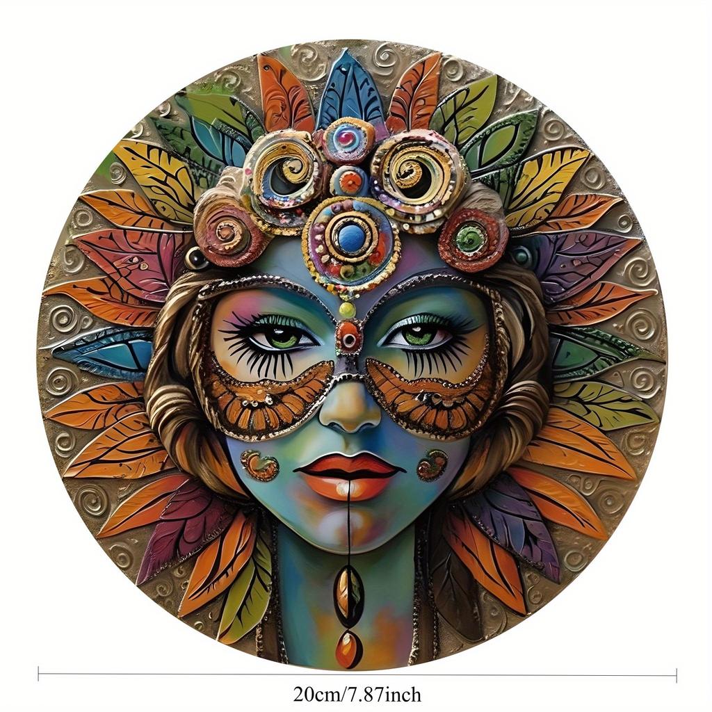 1Pc Thickened 7.8 Inch Round Aluminum Sheet Decorative Painting Ornaments for Holiday Outdoor Yard Garden Home Decoration