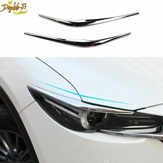 ABS Chrome  Front Headlight Eyebrows Lamp Strip Trim For Mazda CX-5 2017-21