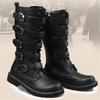 Fashion Men Black Retro Combat  Belt Buckle Punk Motorcycle Leather Zipper boots Autumn Men Shoes SIZE 37-46