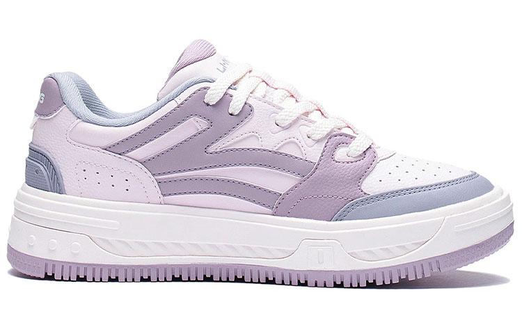 Li Ning Floating Slip Resistant Abrasion Resistant Low Top Skateboard Shoes Women's Pink Purple AGCS078-2