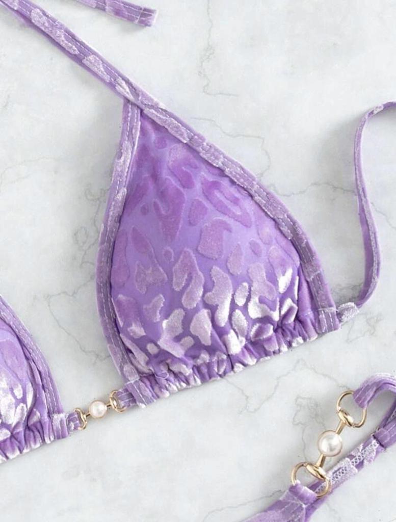 2025 Pearl Leopard Print Sexy Thong Swimsuit