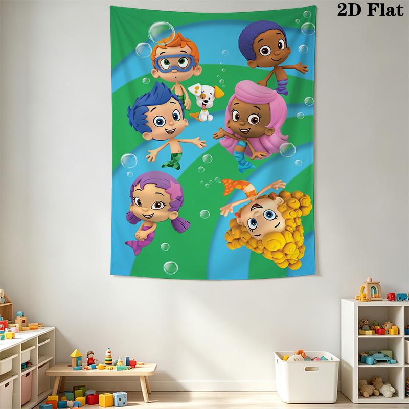 Bubble Guppies Inspired Pattern Home Decor Tapestry, Wall Hanging, Decorative RV Wall Cloth.XGT0914291