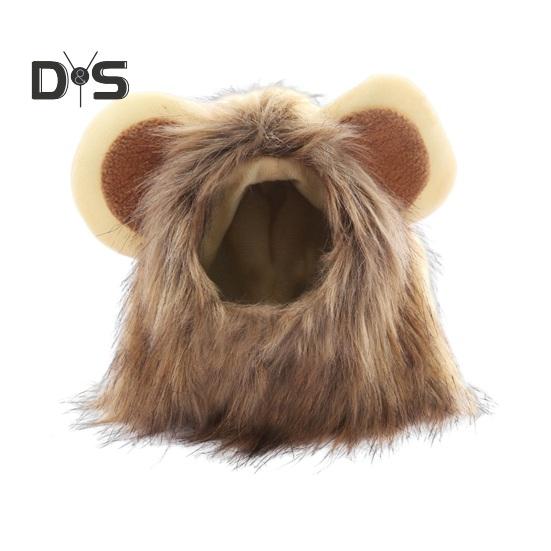 

Парик с гривой льва для собак, пушистый головной убор для питомца с ушками, костюм для питомца, плюшевый капюшон для кошки на рождественскую вечеринку на Хэллоуин S