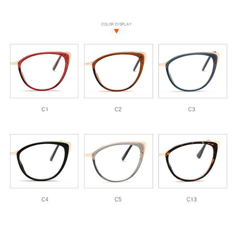 Cat Eye Spectacle Women Transparent Frame Optical Eyewear Myopia Glasses Diopter 0 -0.5 -0.75 -1.0 -2.0 -2.5 -3.0 To -6.0