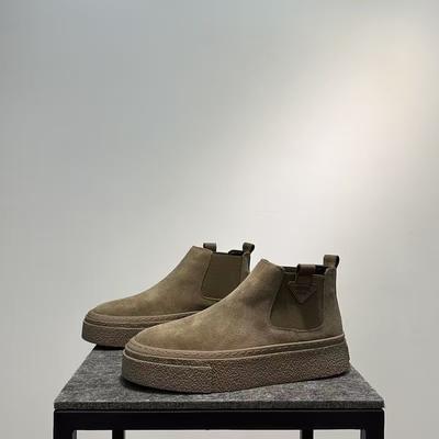 Chelsea Boots Herren neue einfarbige Martin Boots vielseitige Retro High-Top Stiefel dicksohlige kurze Stiefel Herren