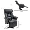 Recliner, reclining function, leather look, footrest, up to 150 kg, 78 x 80 x 109 cm, Black