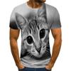 Summer Round Neck 3D Funny Cat Pattern Print Top Fashionable Casual Short Sleeved Men's T-shirts