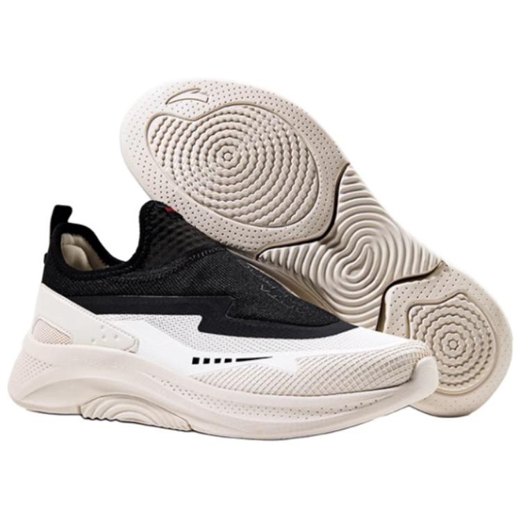 New Anta Cushioning Anti Slip And Wear Resistant Low Top Casual Shoes Men's Black White 912427702-2