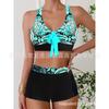 New Swimsuit Women's Split Large Size Flat Angle Women's Skirt Bikini Print Swimsuit