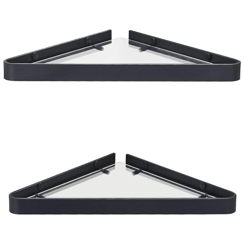 Black Bathroom Shelf Wall-mounted Glass Shower Corner Rack White Aluminum Bathroom Storage Rack Bathroom Accessories Triangular