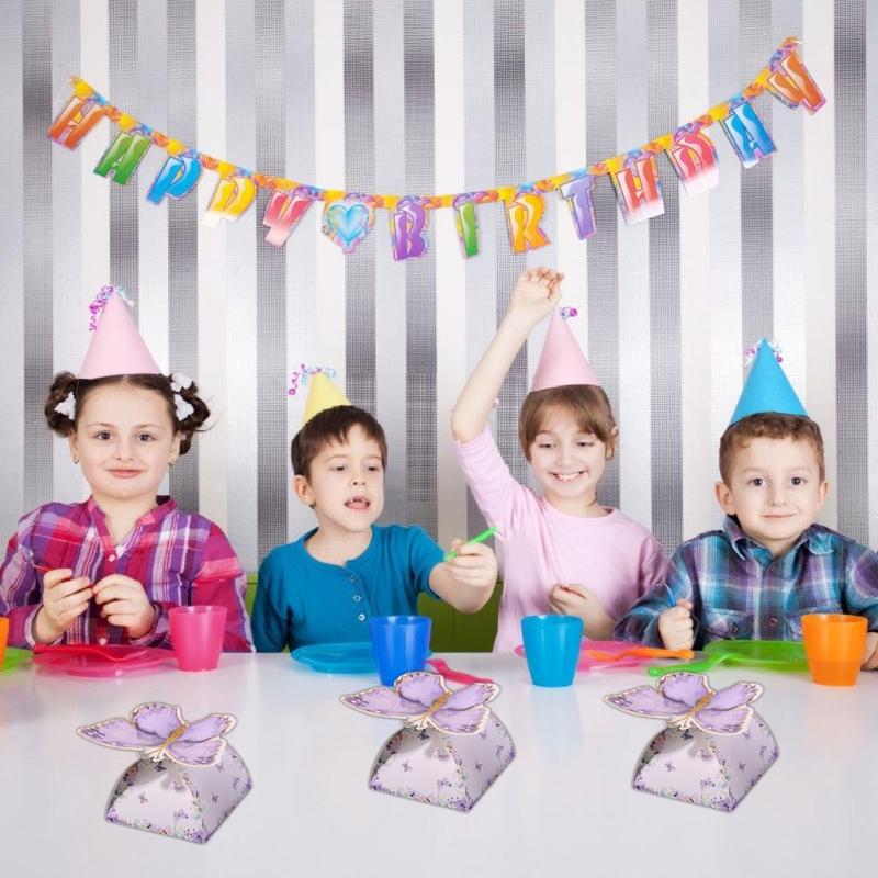 Set of 100 Butterfly Shape Favors Boxes Attractive Butterfly Embellished Dessert Boxes for Party Favors and Gifts