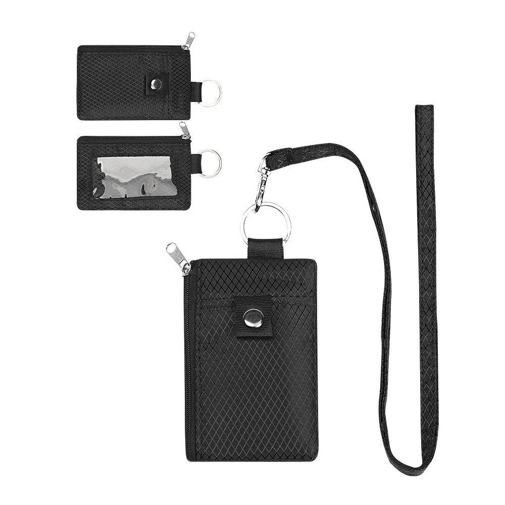 

Waterproof RFID Blocking Wallet Lanyard Keychain Zipper Case Anti-Theft Wallet Slim Design ID Window Wallet Travel Use чёрный