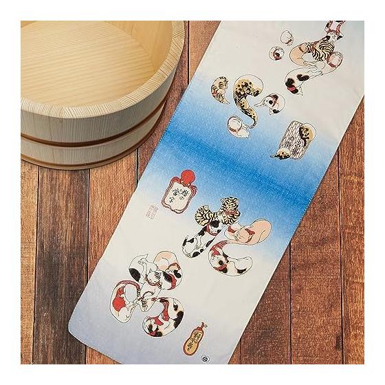 Japanese Goods Kyoto Souvenir Ukiyo-e Tenugui Double Gauze Tenugui Octopus and Pufferfish (Kuniyoshi) Approx. 32x89cm