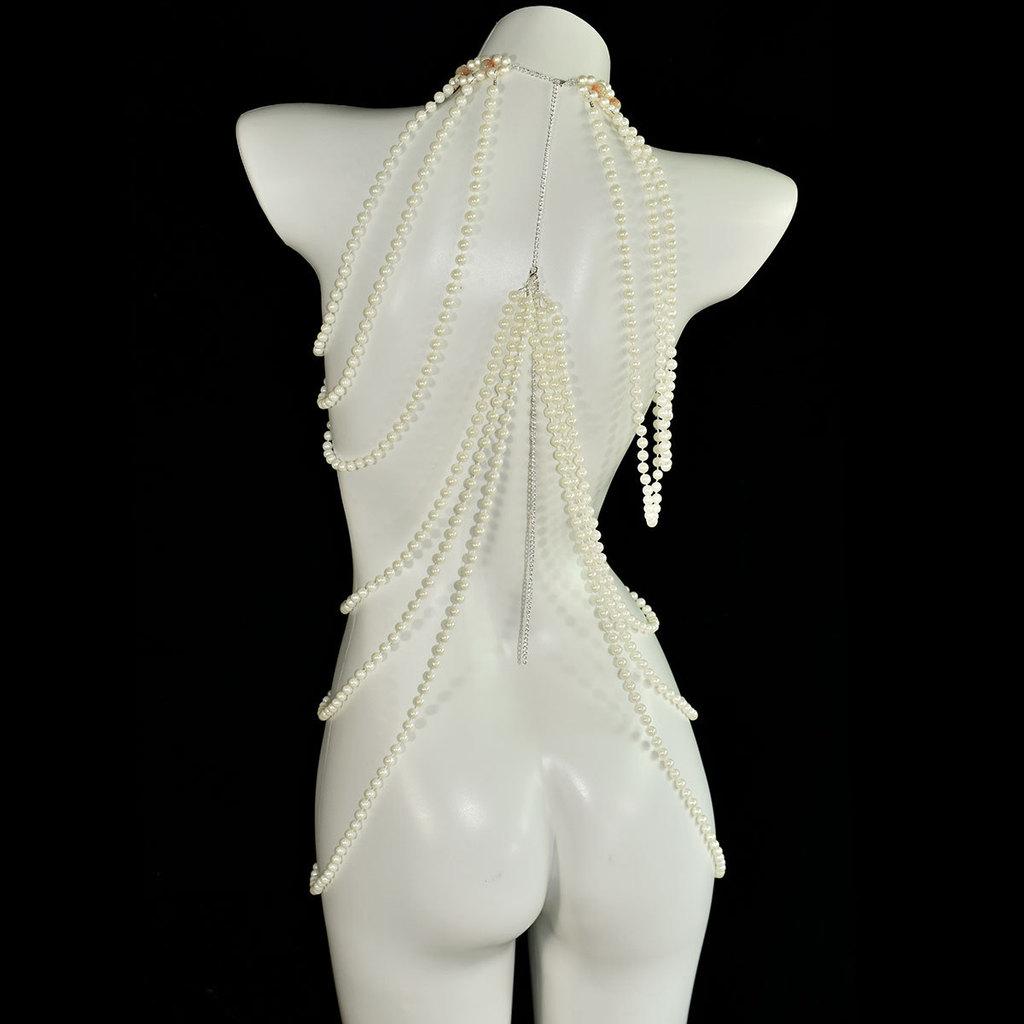 Pearl Heart Body Chain For Women With Crystal Embellishments Perfect For Parties And Weddings